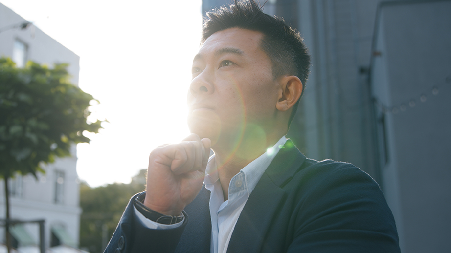 Professional reflecting on career development
